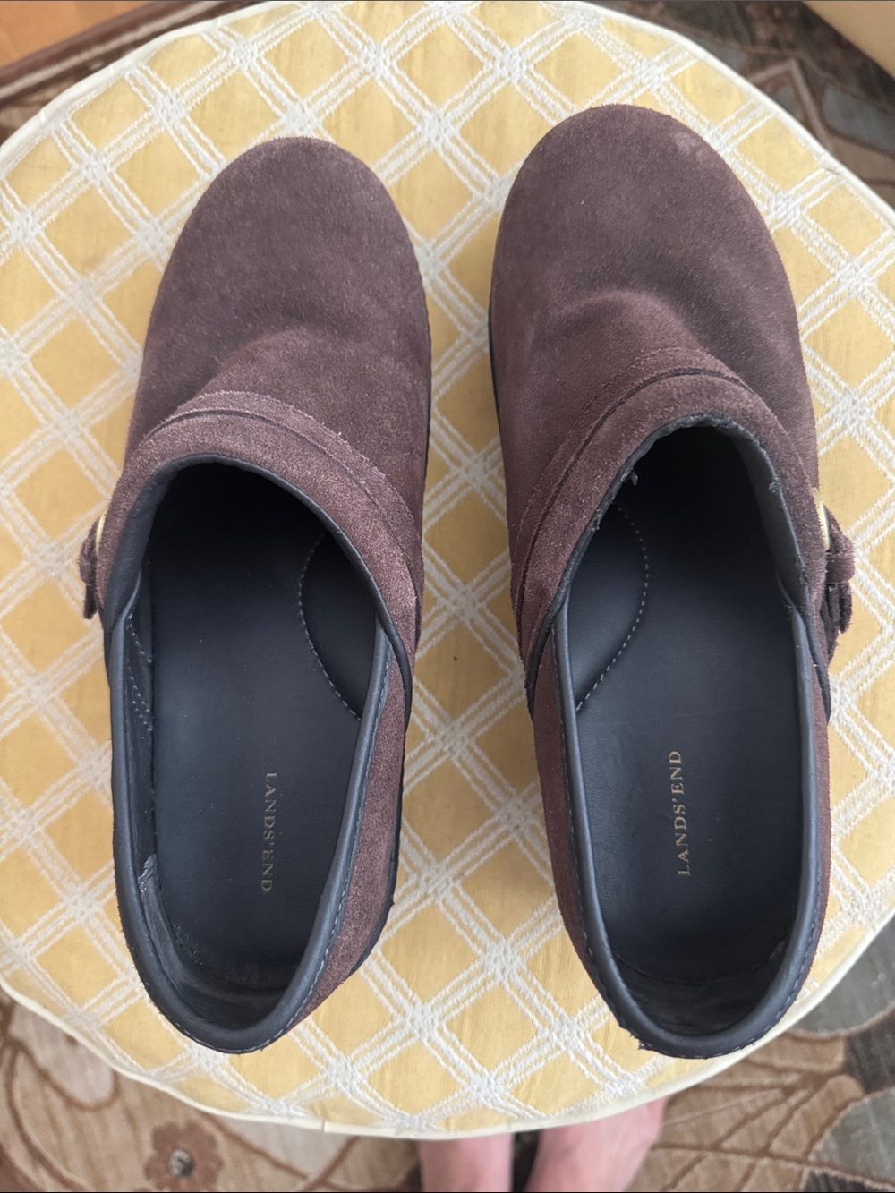Lands' End Chocolate Brown Suede Slip-on Clogs